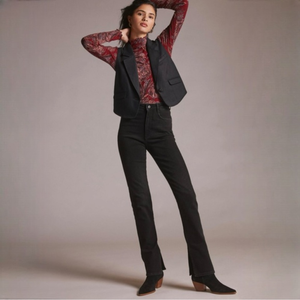 Anthropologie Pilcro Black Split Straight Jeans